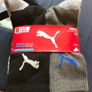 Puma Men's Cool Max Moisture Wicking Athletic Crew Socks, 8 Pair